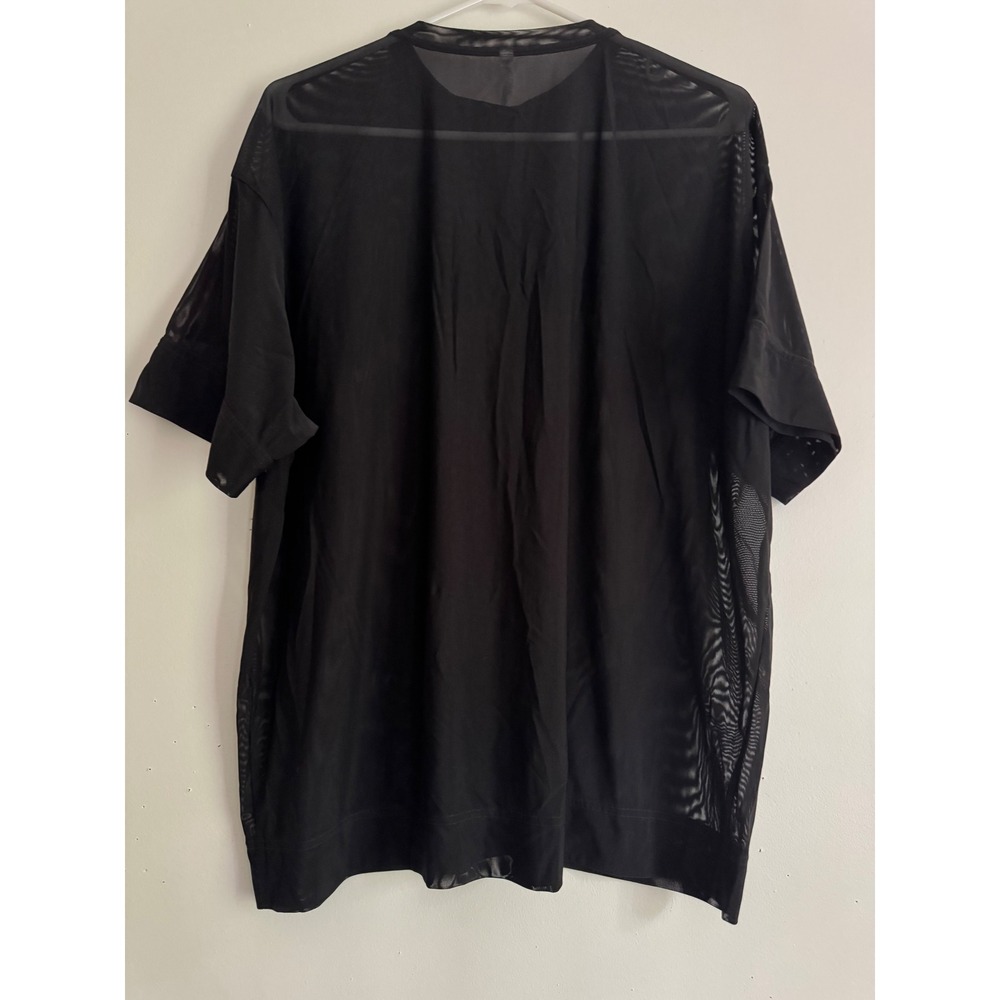 Athleta Womens Black Sheer Mesh Short Sleeve Oversized Layering Top Small - Picture 5 of 5